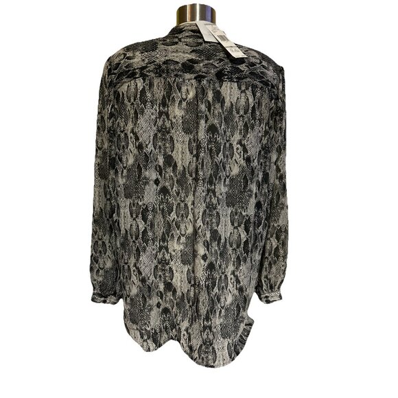New Jones New York Shirt Womens 1X Gray Snake Long Sleeve Blouse Lightweight NWT - Picture 10 of 14